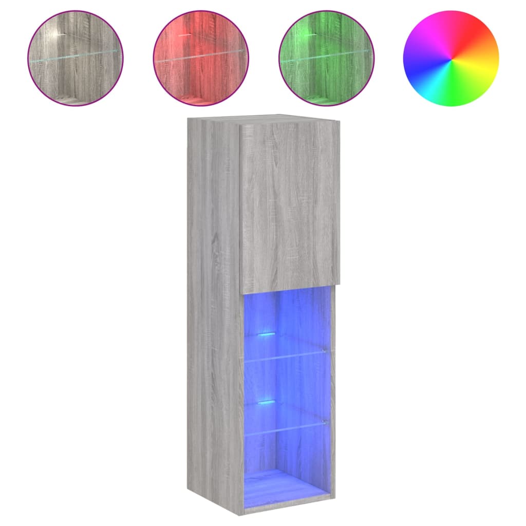 Meuble TV avec lumières LED gris Sonoma 30,5x30x102 cm