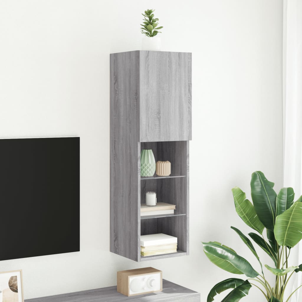 Meuble TV avec lumières LED gris Sonoma 30,5x30x102 cm