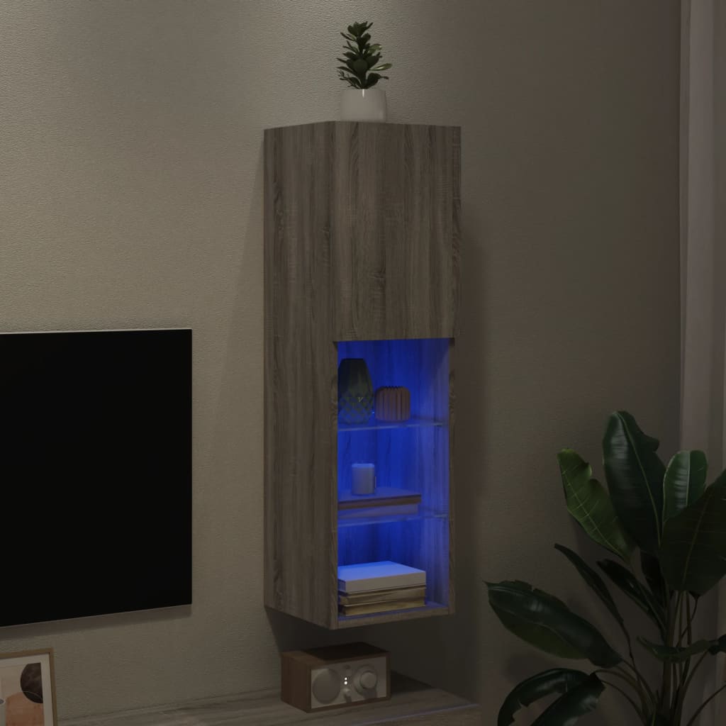 Meuble TV avec lumières LED gris Sonoma 30,5x30x102 cm