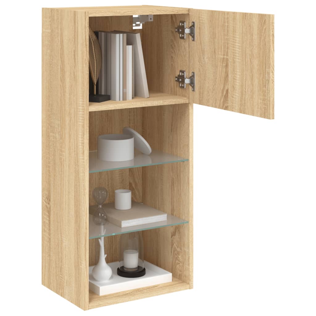 Meuble TV avec lumières LED Chêne Sonoma 40,5x30x90 cm
