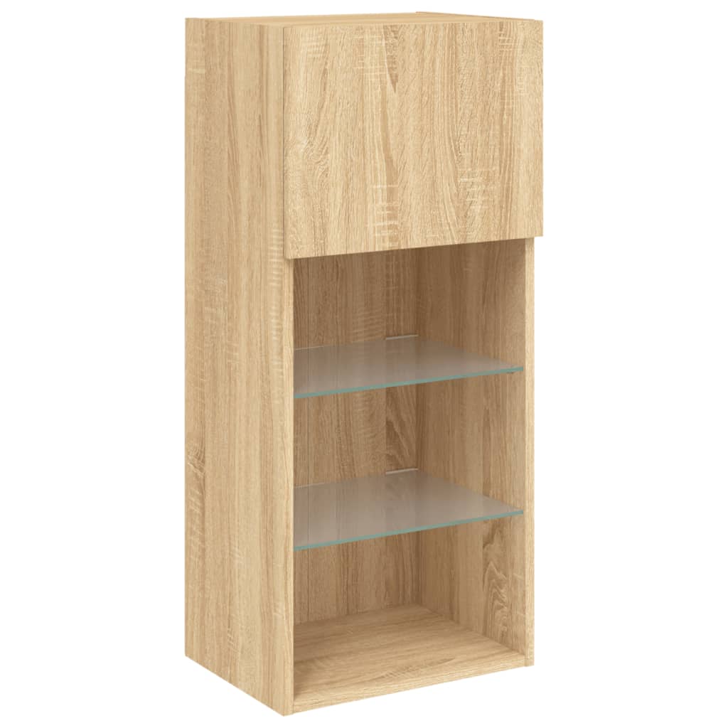 Meuble TV avec lumières LED Chêne Sonoma 40,5x30x90 cm