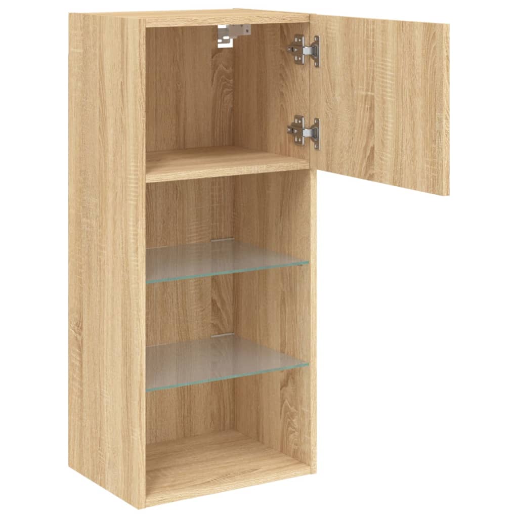 Meuble TV avec lumières LED Chêne Sonoma 40,5x30x90 cm