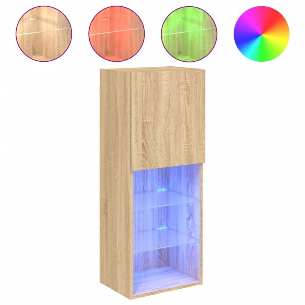 Meuble TV avec lumières LED Chêne Sonoma 40,5x30x102 cm
