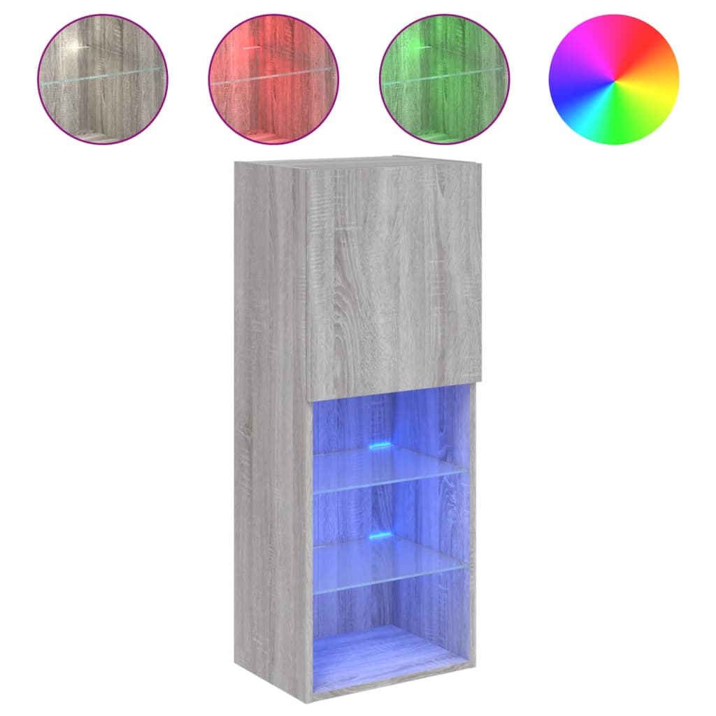 Meuble TV avec lumières LED gris Sonoma 40,5x30x102 cm