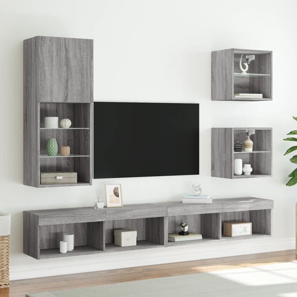 Meuble TV avec lumières LED gris Sonoma 40,5x30x102 cm