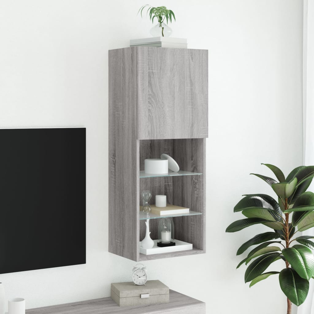 Meuble TV avec lumières LED gris Sonoma 40,5x30x102 cm