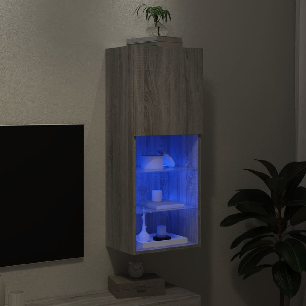 Meuble TV avec lumières LED gris Sonoma 40,5x30x102 cm