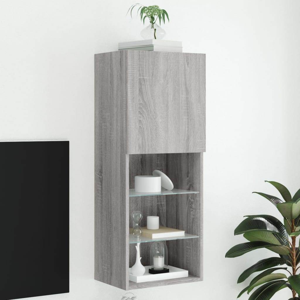 Meuble TV avec lumières LED gris Sonoma 40,5x30x102 cm