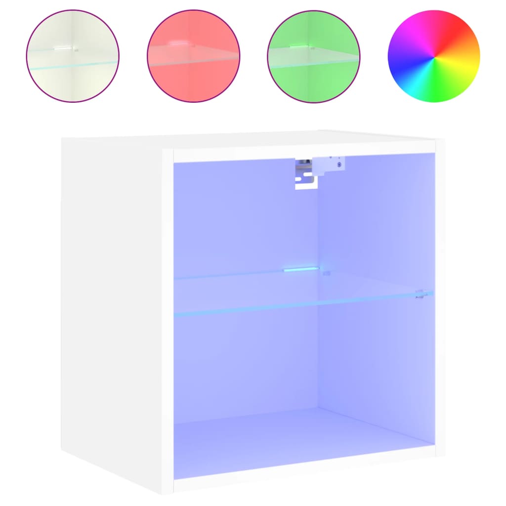 Wall Bedside Table with LED Lights White