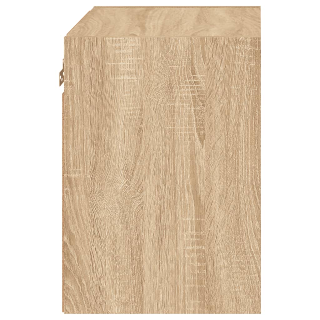 Wall-mounted bedside table with LED lights Sonoma oak