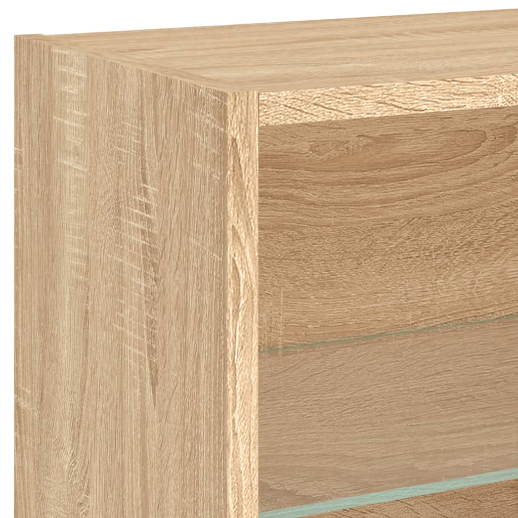 Wall-mounted bedside table with LED lights Sonoma oak