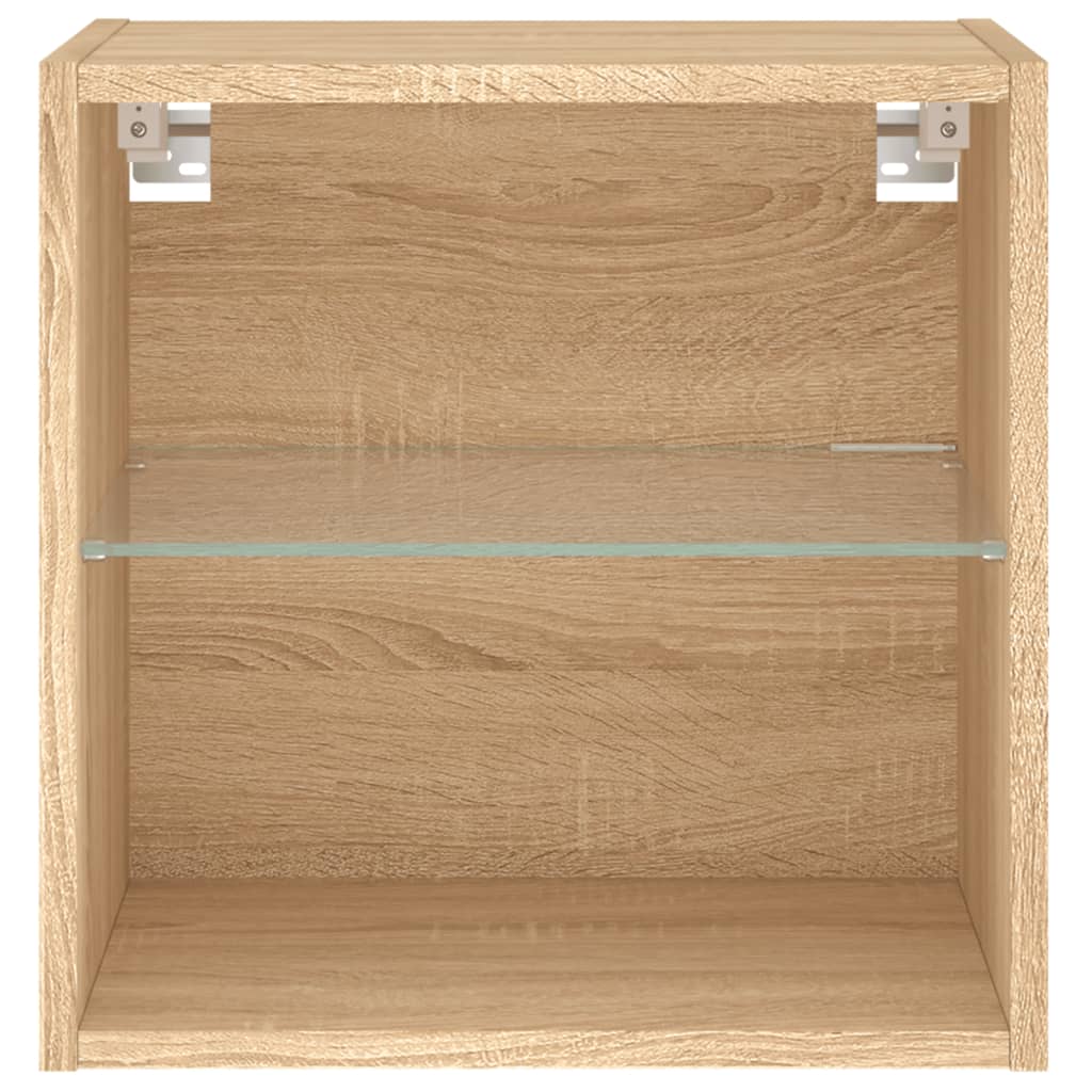 Wall-mounted bedside tables with LED lights 2 pcs. Sonoma oak