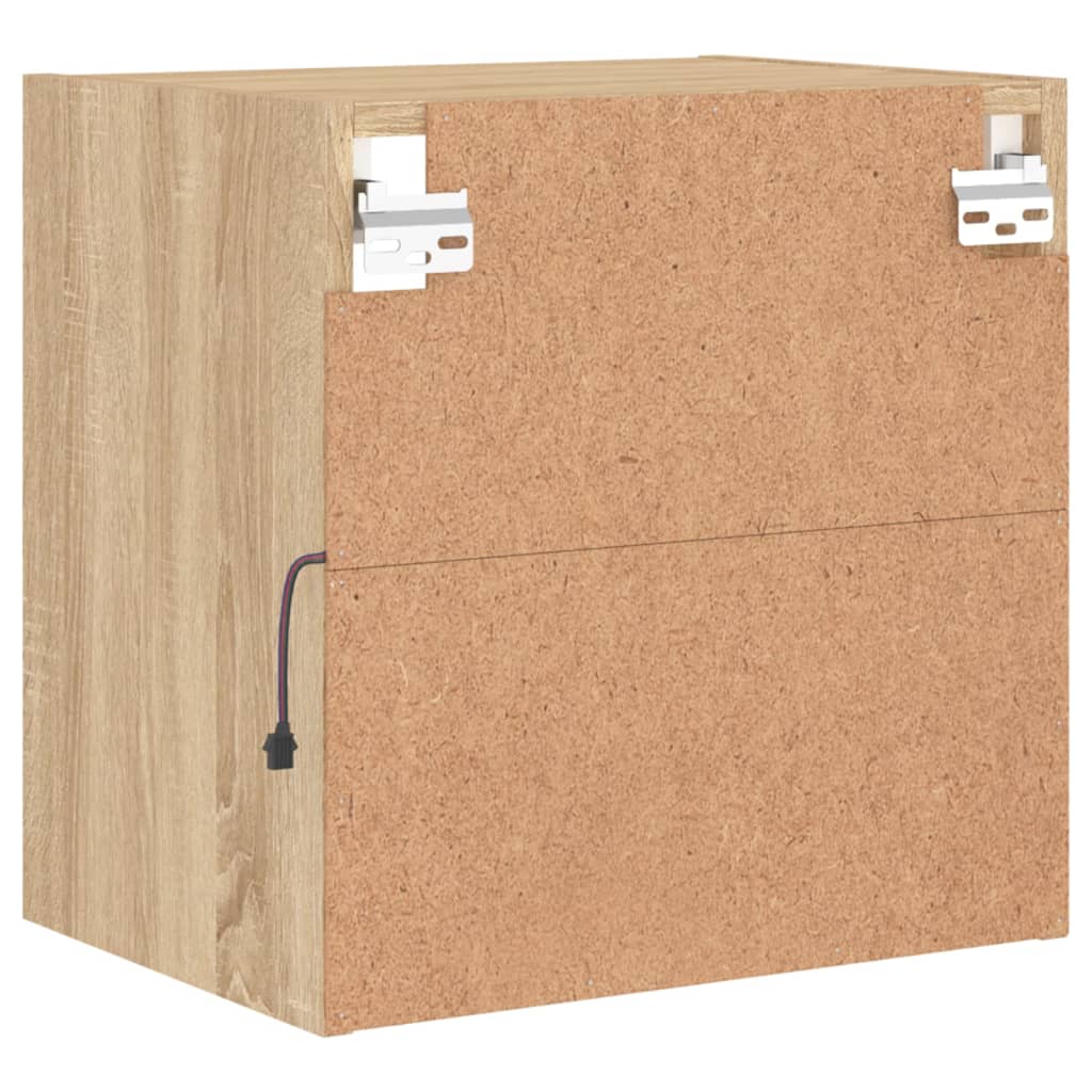 Wall-mounted bedside tables with LED lights 2 pcs. Sonoma oak