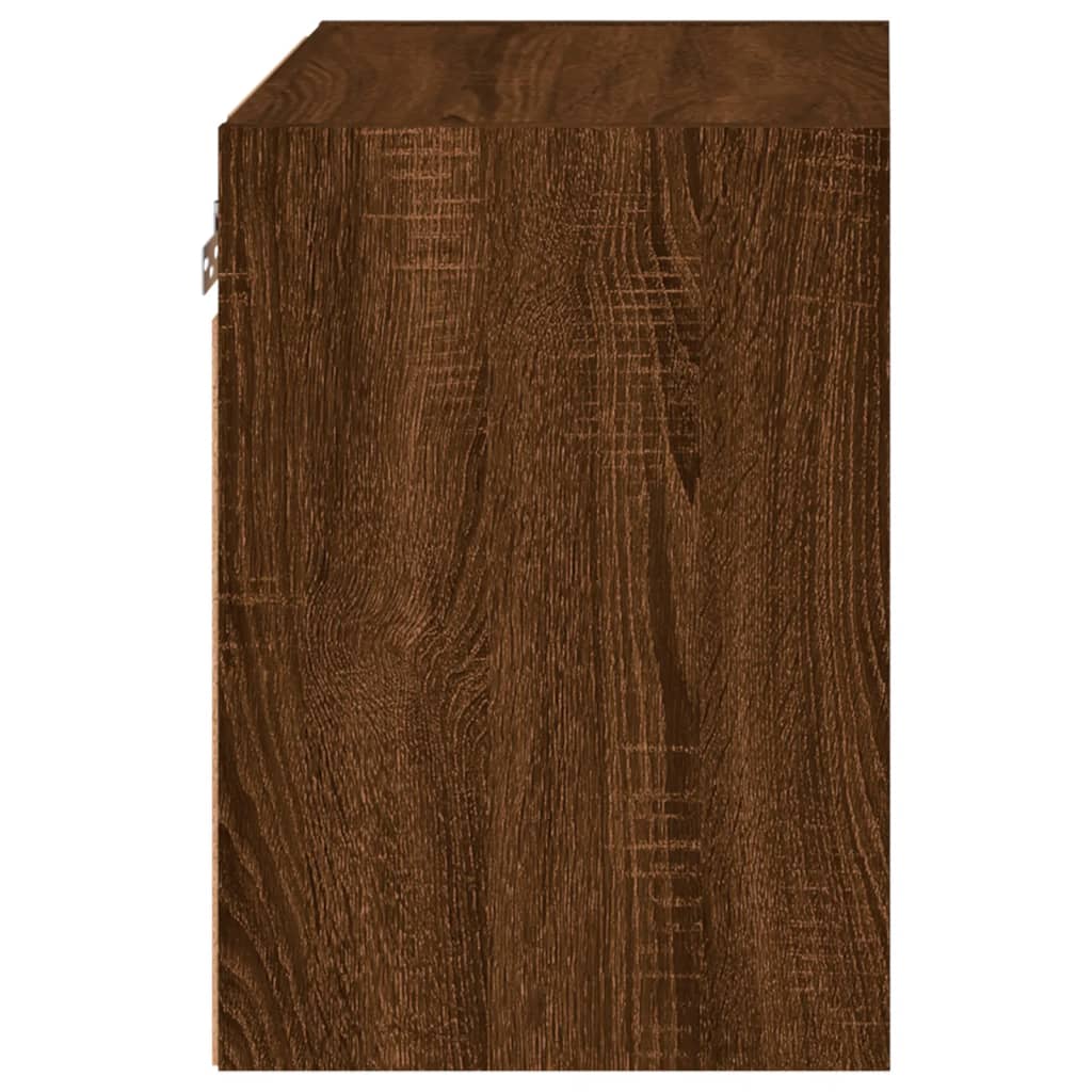 Wall-mounted bedside tables with LED lights 2 pcs. Brown oak look