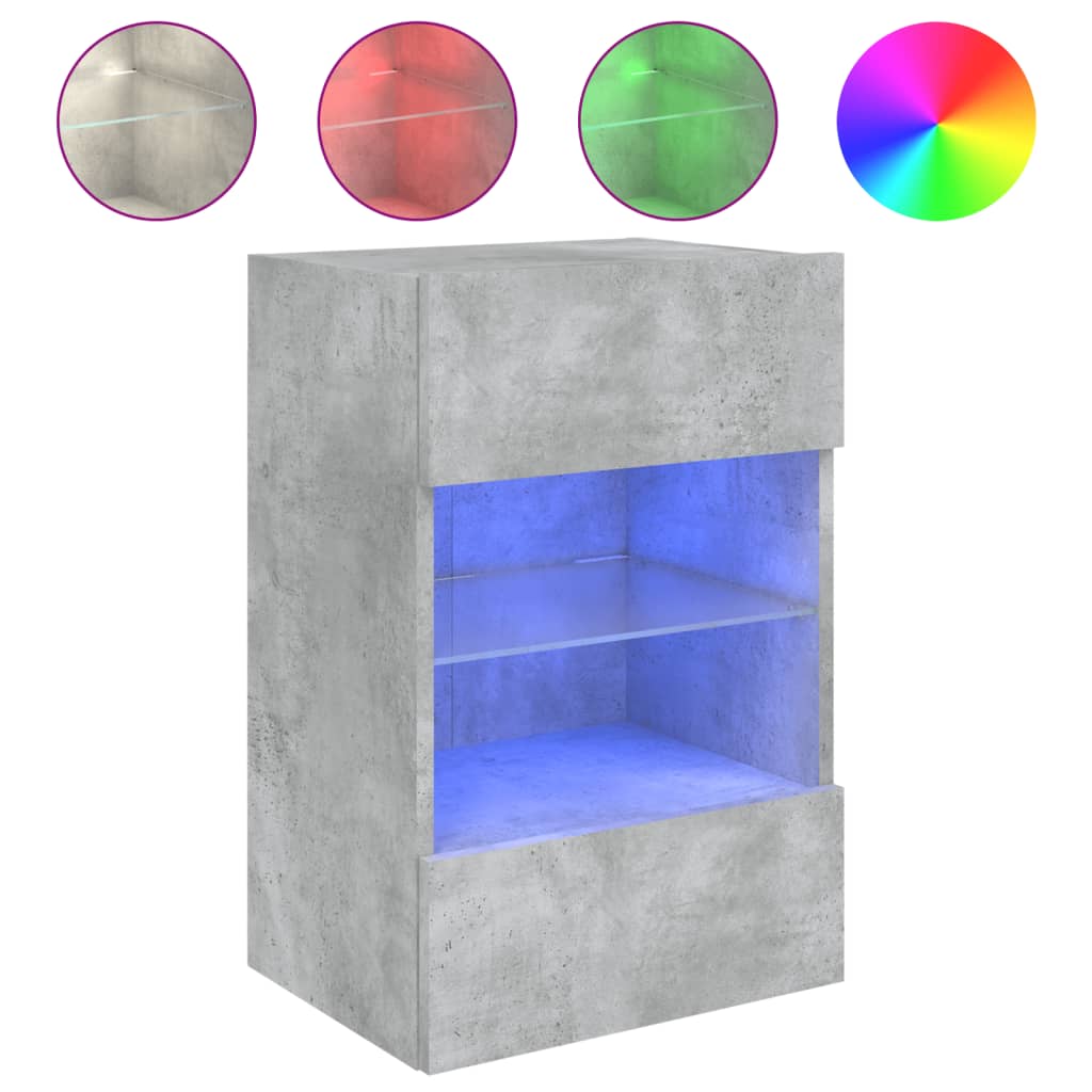 TV wall cabinet with LED lights concrete grey 40x30x60.5 cm
