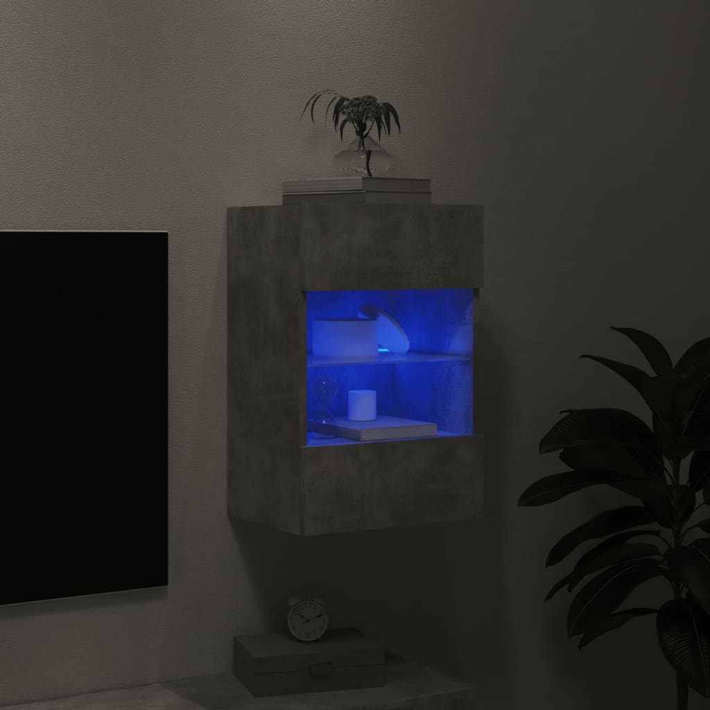 TV wall cabinet with LED lights concrete grey 40x30x60.5 cm