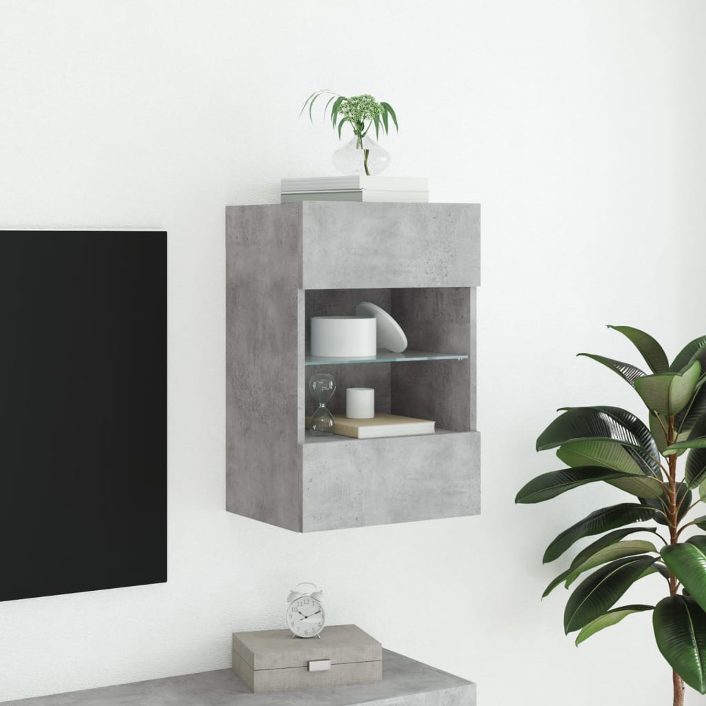 TV wall cabinet with LED lights concrete grey 40x30x60.5 cm