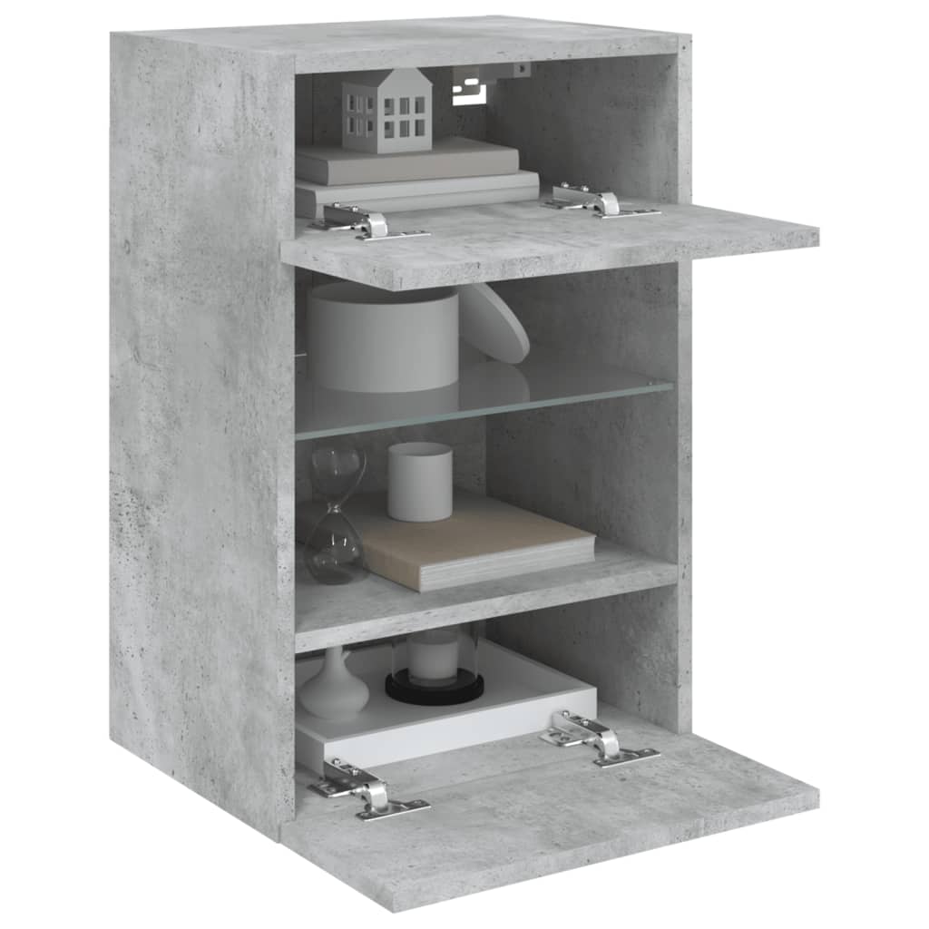 TV wall cabinet with LED lights concrete grey 40x30x60.5 cm