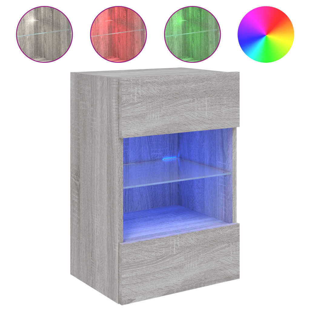 TV wall cabinet with LED lights Gray Sonoma 40x30x60.5 cm