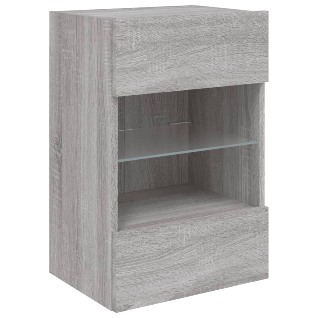 TV wall cabinet with LED lights Gray Sonoma 40x30x60.5 cm