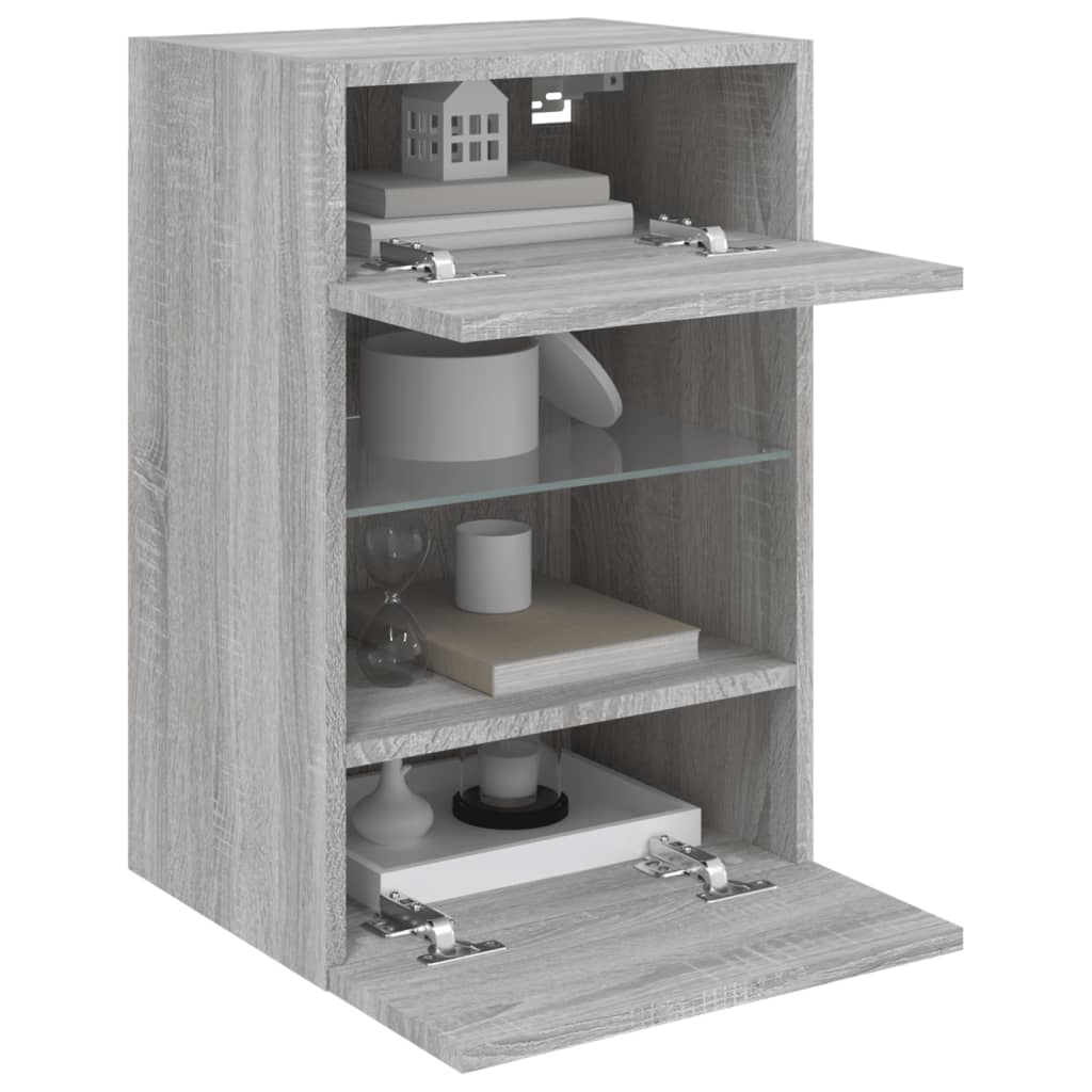 TV wall cabinet with LED lights Gray Sonoma 40x30x60.5 cm