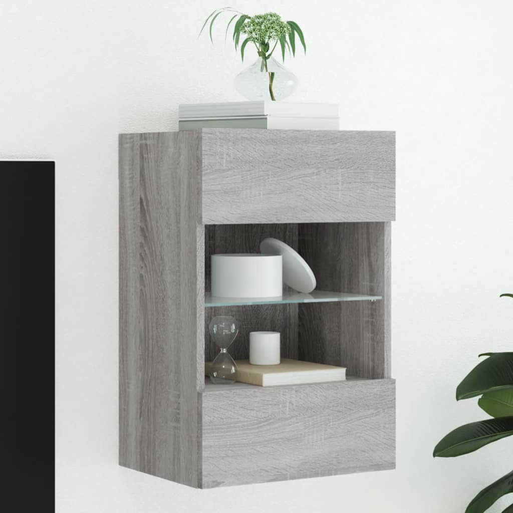 TV wall cabinet with LED lights Gray Sonoma 40x30x60.5 cm