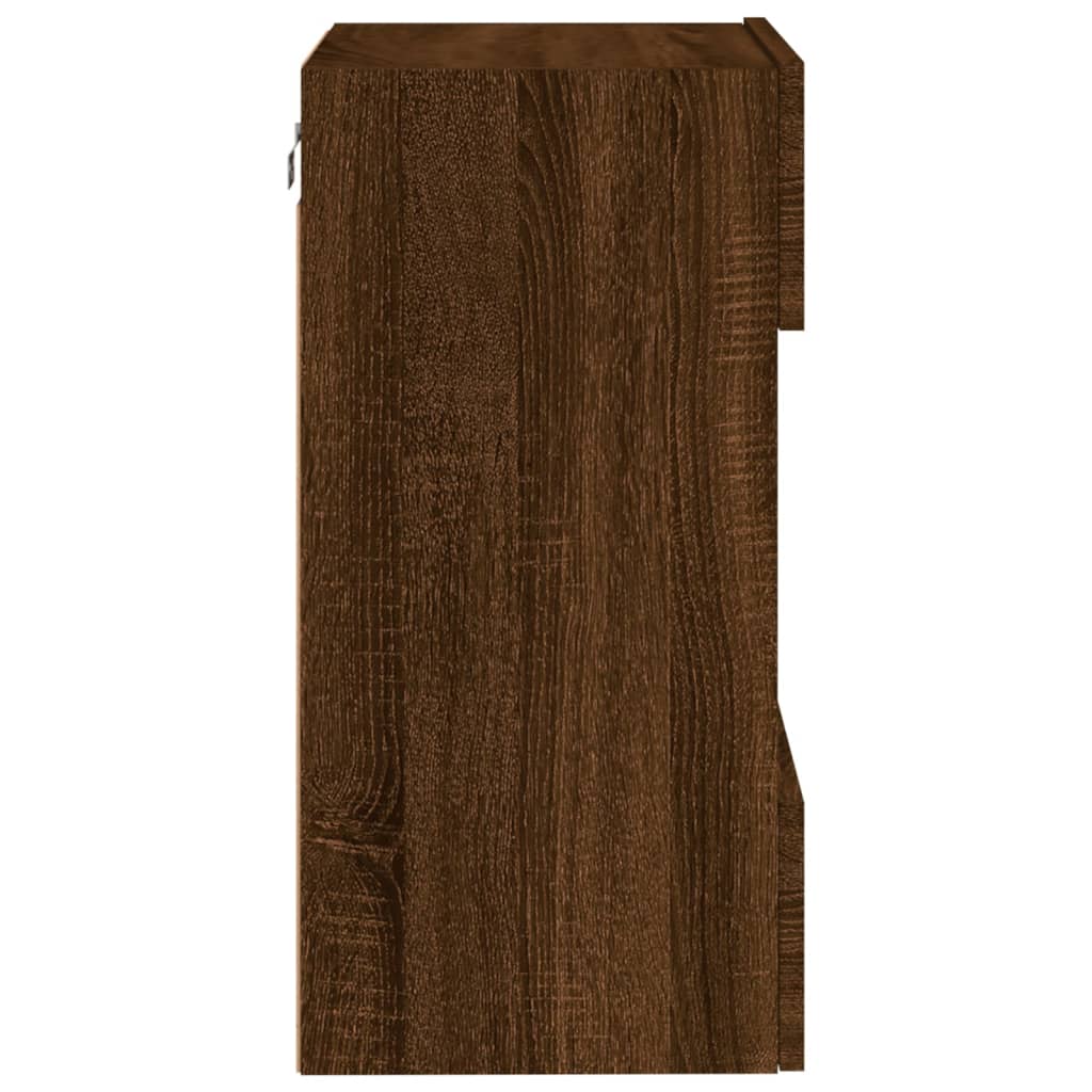 TV wall cabinet with LED lights brown oak look 40x30x60.5cm