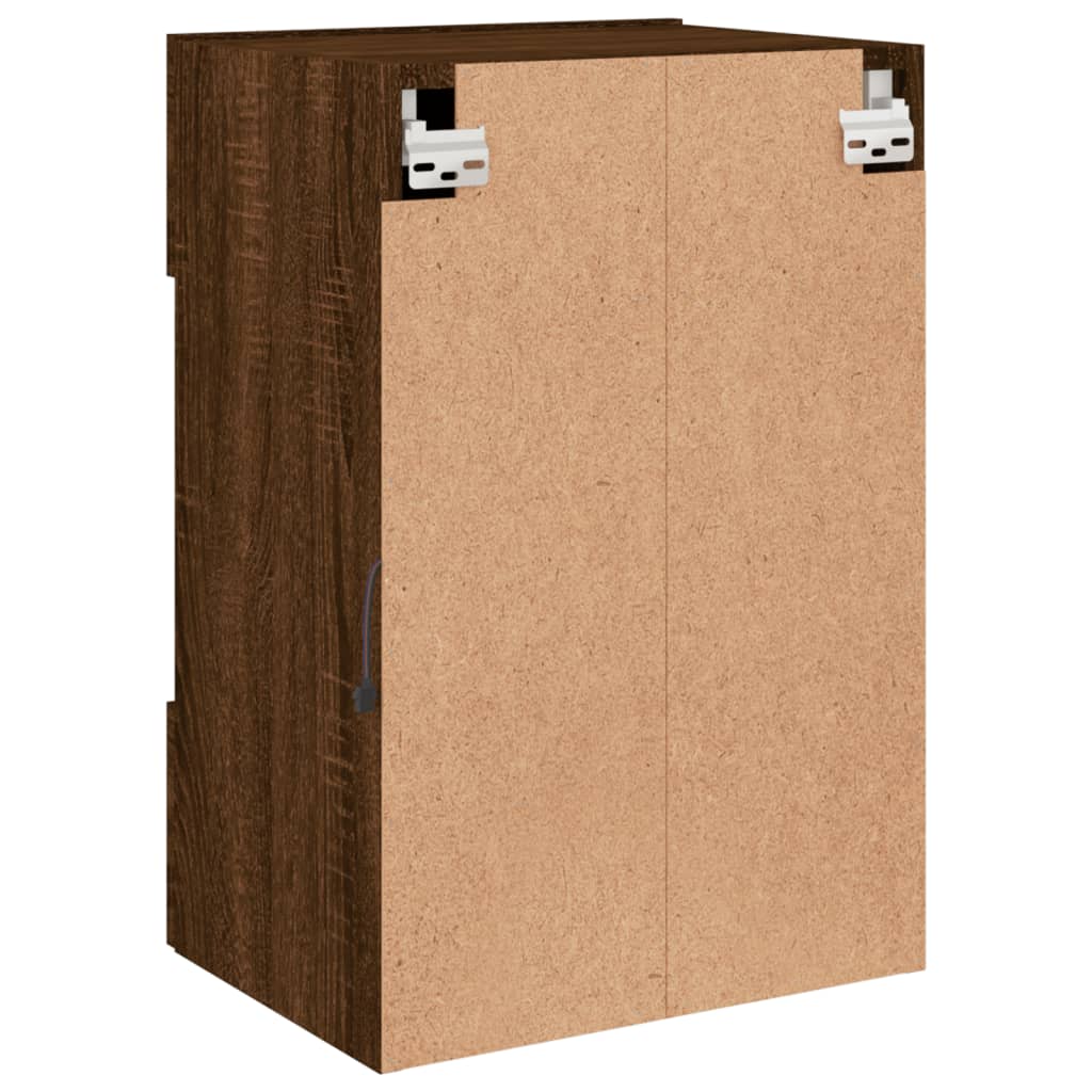 TV wall cabinet with LED lights brown oak look 40x30x60.5cm