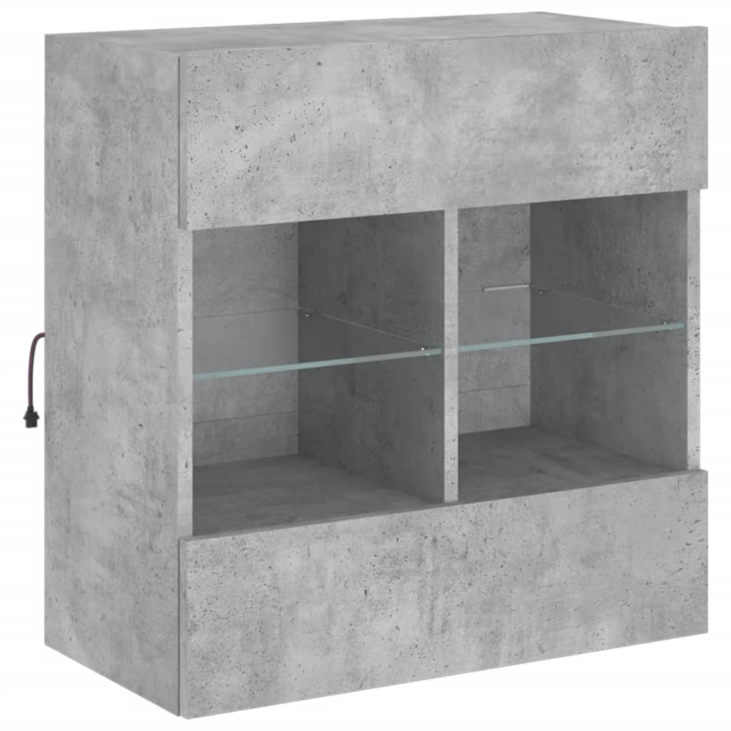 TV wall cabinet with LED lights concrete grey 58.5x30x60.5 cm