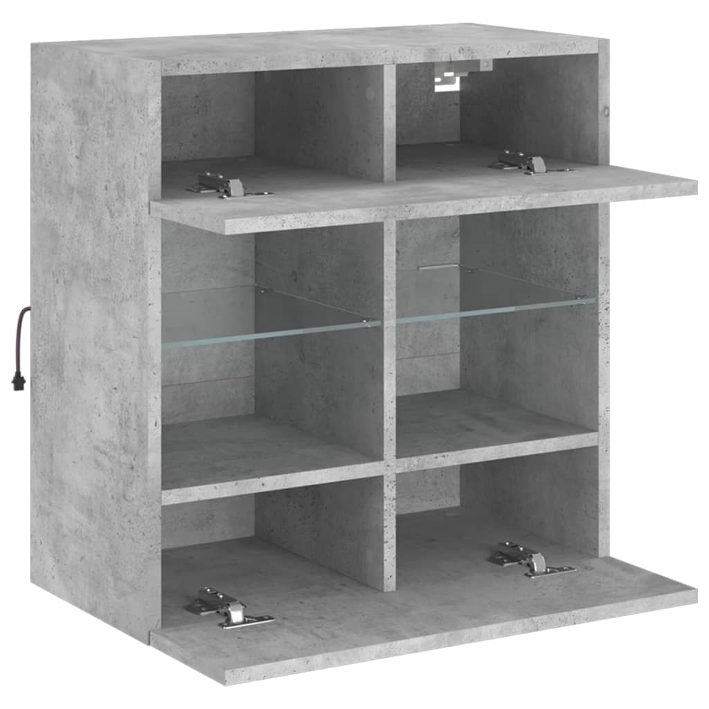 TV wall cabinet with LED lights concrete grey 58.5x30x60.5 cm