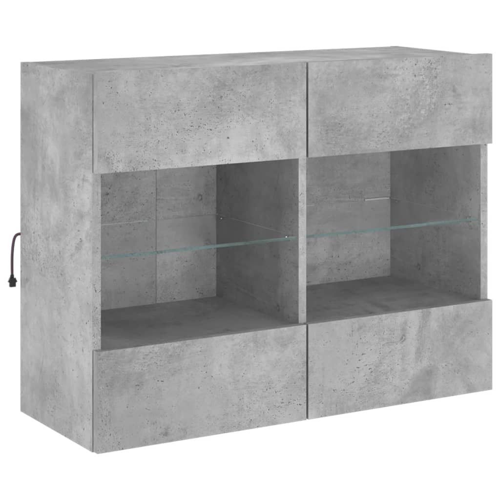 TV wall cabinet with LED lights concrete grey 78.5x30x60.5 cm