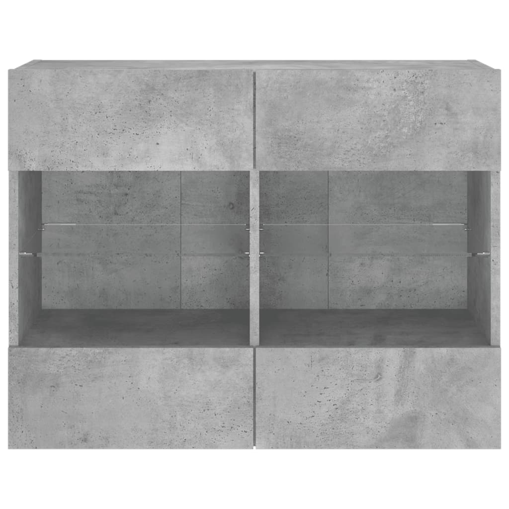 TV wall cabinet with LED lights concrete grey 78.5x30x60.5 cm