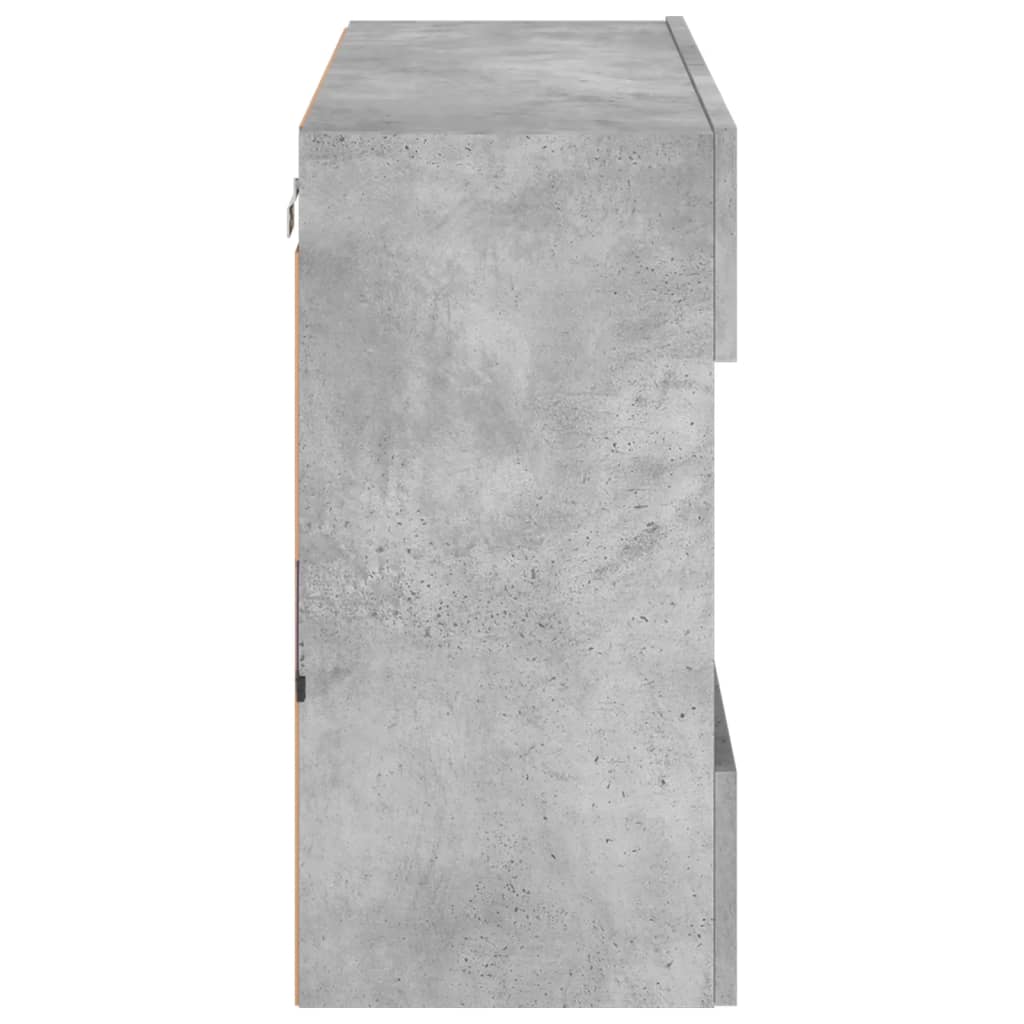 TV wall cabinet with LED lights concrete grey 78.5x30x60.5 cm