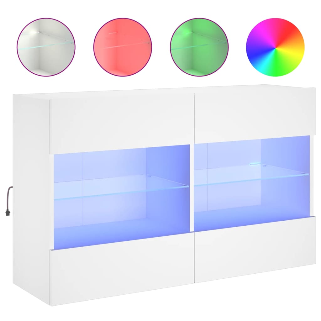 Meuble TV mural avec éclairage LED blanc 98,5x30x60,5 cm