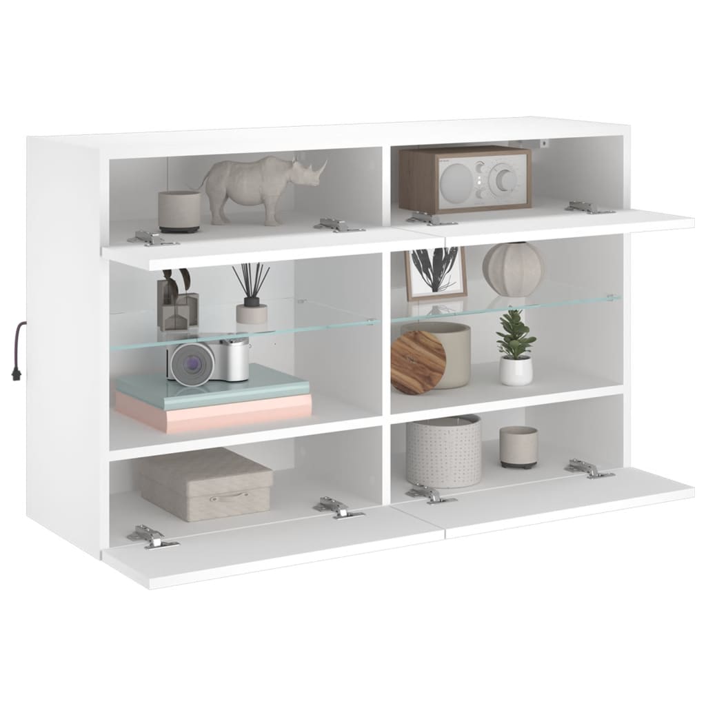 Meuble TV mural avec éclairage LED blanc 98,5x30x60,5 cm