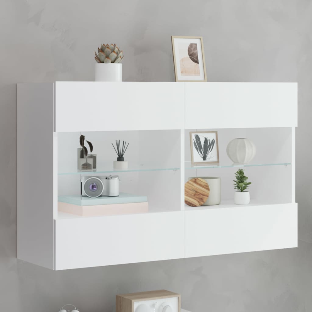 Meuble TV mural avec éclairage LED blanc 98,5x30x60,5 cm