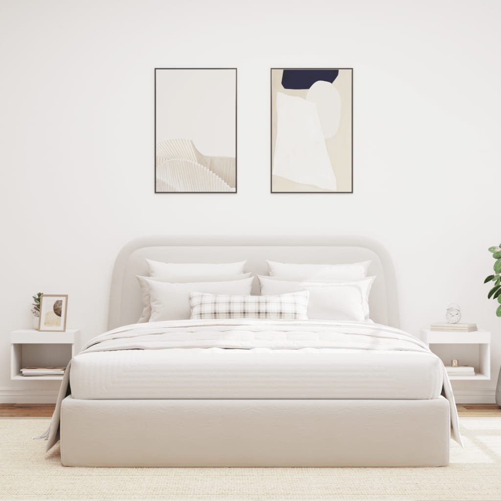 Wall-mounted bedside tables with LED lights 2 pcs. White
