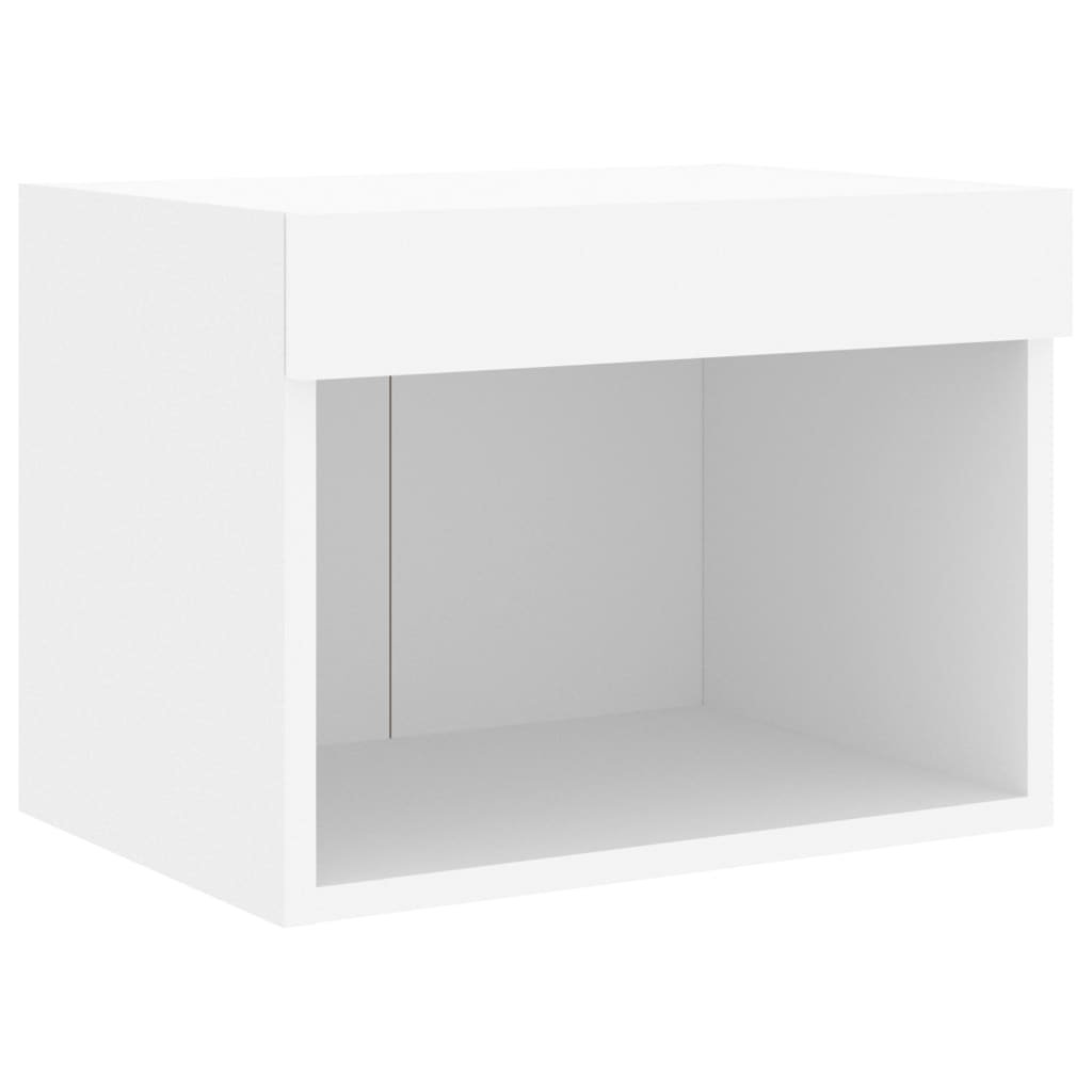 Wall-mounted bedside tables with LED lights 2 pcs. White