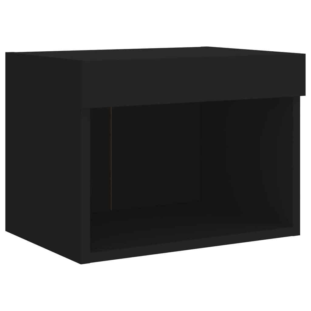 Wall-mounted bedside tables with LED lights 2 pcs. Black