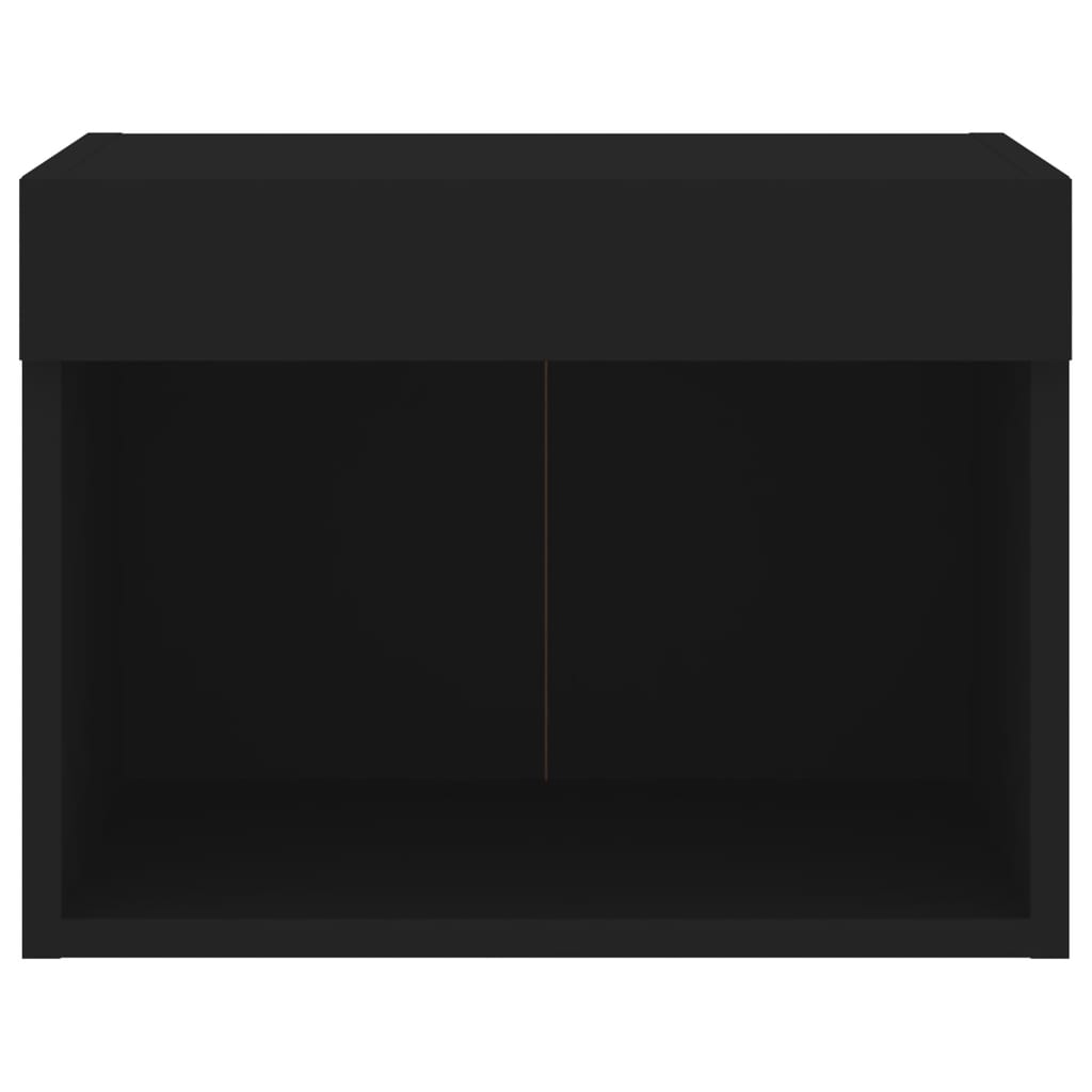 Wall-mounted bedside tables with LED lights 2 pcs. Black