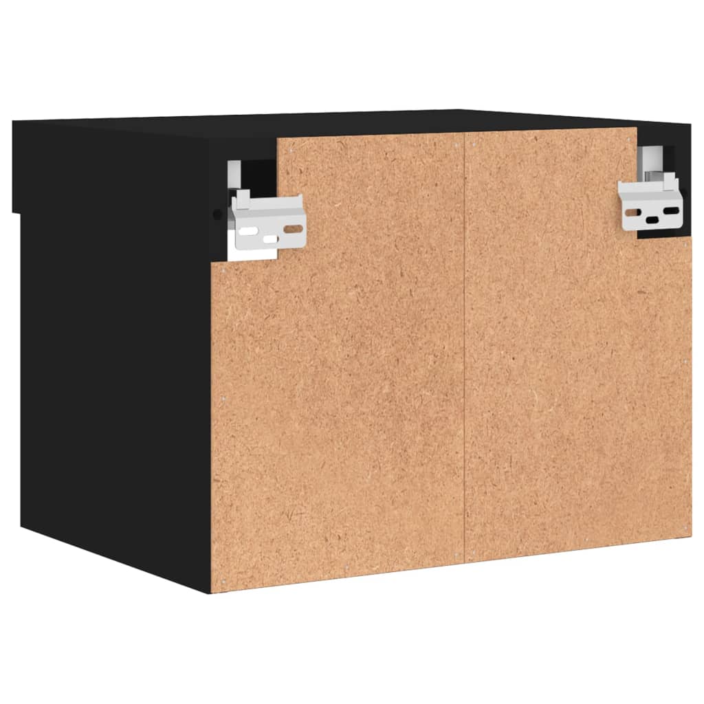 Wall-mounted bedside tables with LED lights 2 pcs. Black