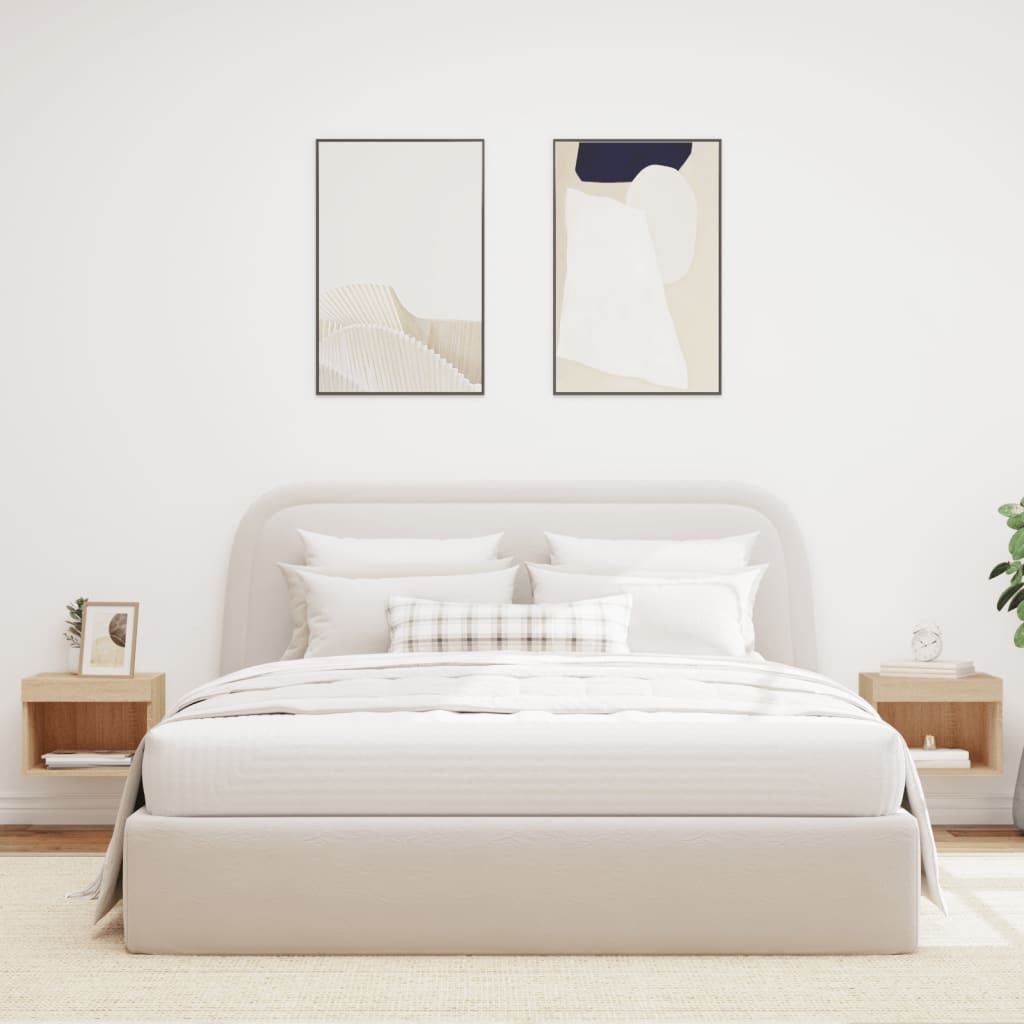 Wall-mounted bedside tables with LED lights 2 pcs. Sonoma oak