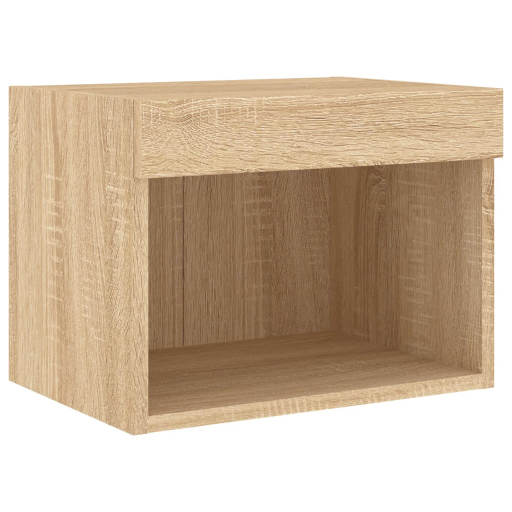 Wall-mounted bedside tables with LED lights 2 pcs. Sonoma oak