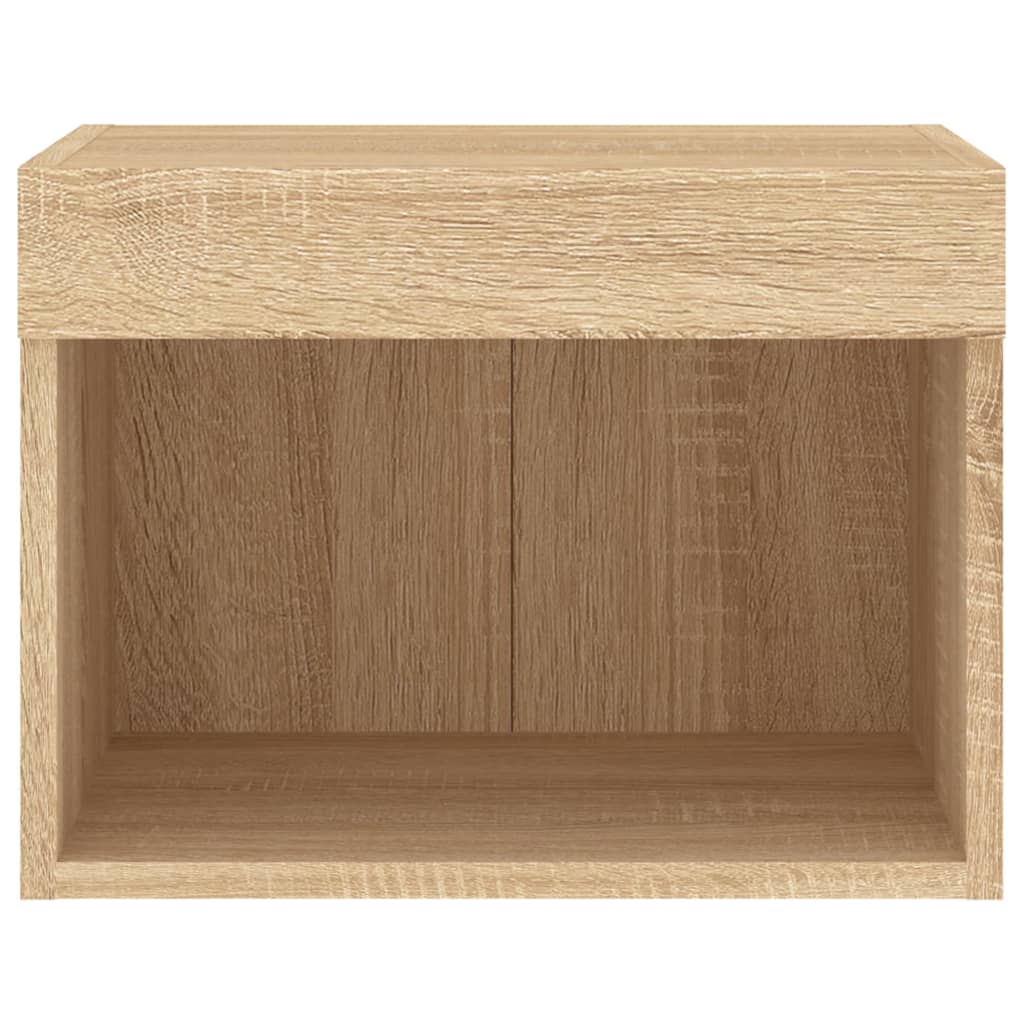 Wall-mounted bedside tables with LED lights 2 pcs. Sonoma oak