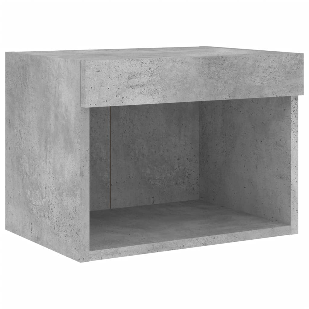 Wall-mounted bedside tables with LED lights 2 pcs. Concrete grey