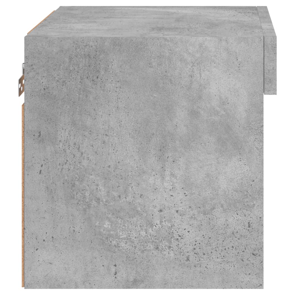 Wall-mounted bedside tables with LED lights 2 pcs. Concrete grey