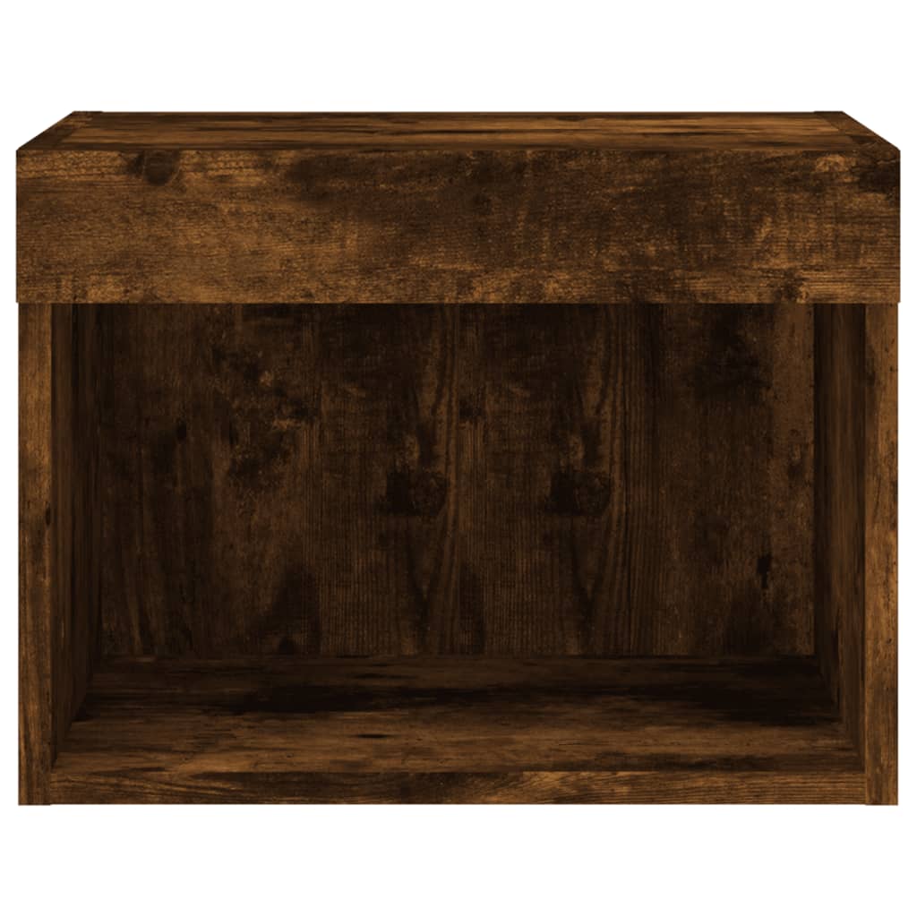 Wall-mounted bedside tables with LED lights 2 pcs. Smoked oak