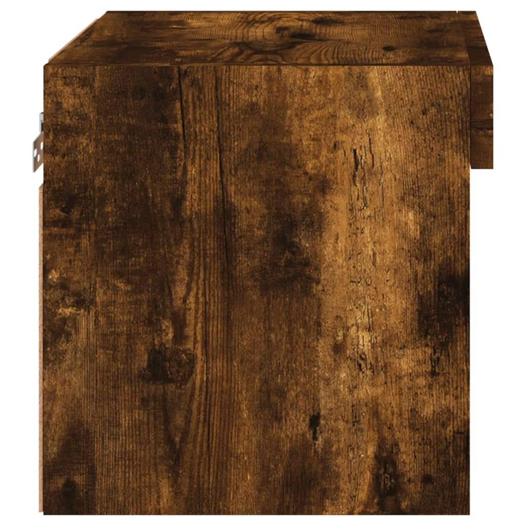 Wall-mounted bedside tables with LED lights 2 pcs. Smoked oak