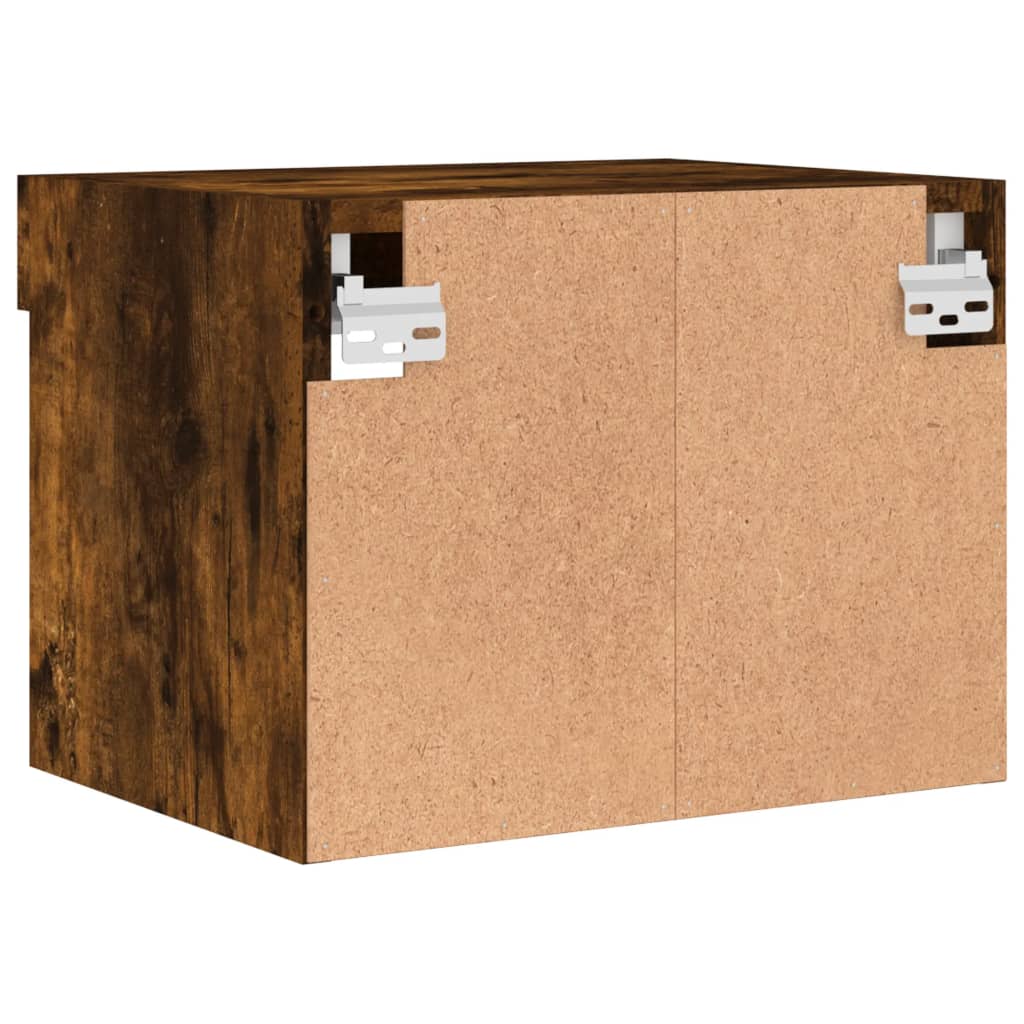 Wall-mounted bedside tables with LED lights 2 pcs. Smoked oak