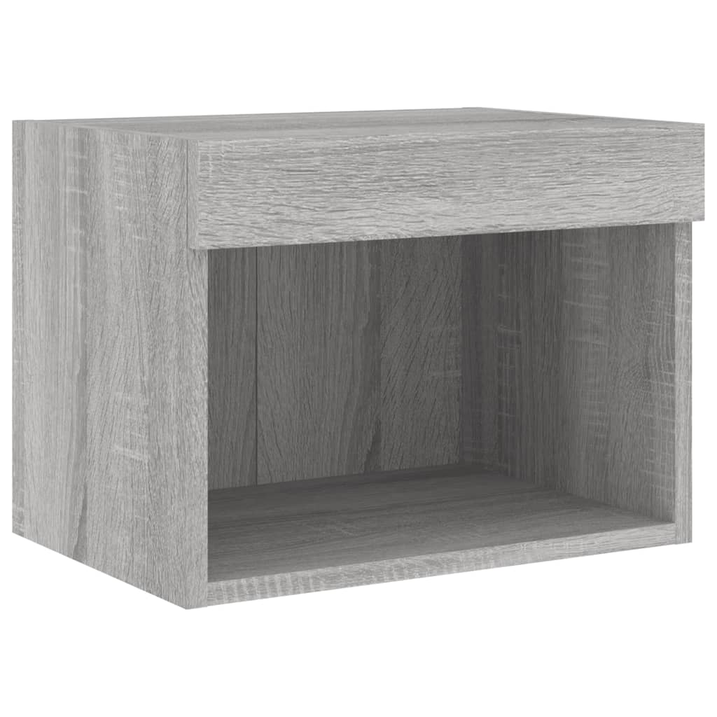 Wall-mounted bedside table with LED lights Gray Sonoma